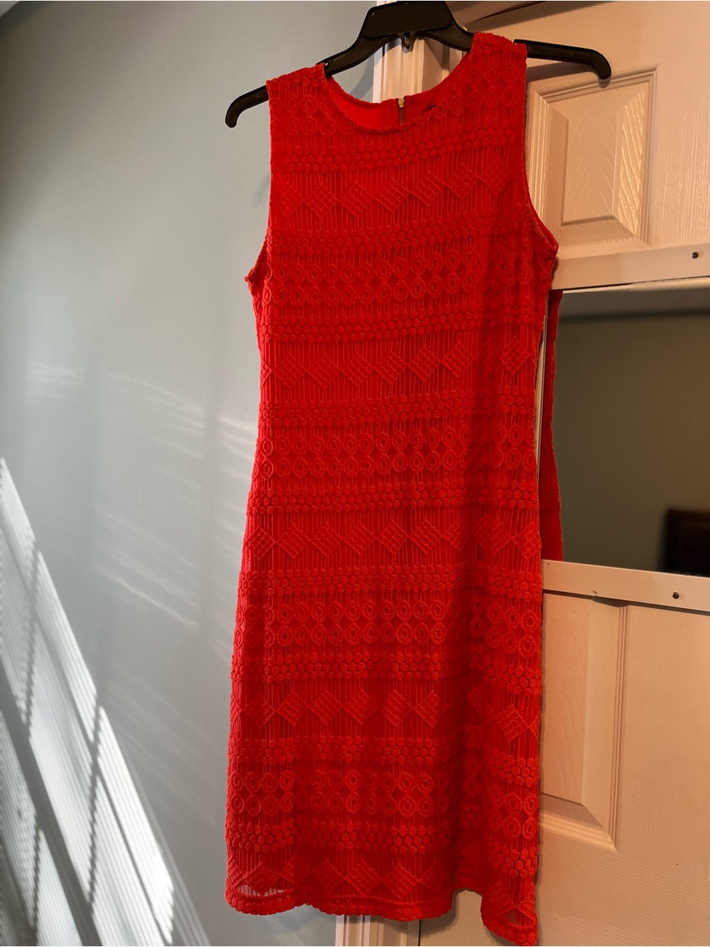 Red Sleeveless Lace Shift Dress - Unbranded